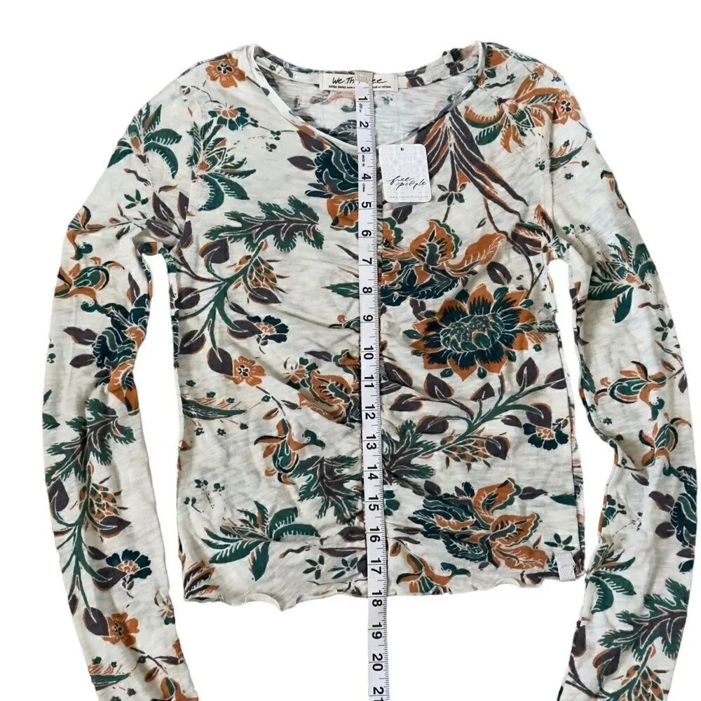 We The Free Free People Dreamed of You Floral Ruched Long Sleeve Top XSMALL NWT